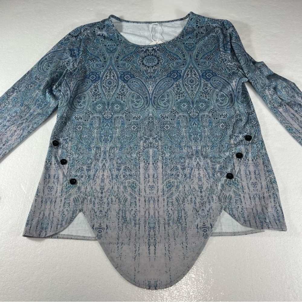 NWT Made With Love Size‎ XL Blue Balayage Paisley Long Sleeve Shirt